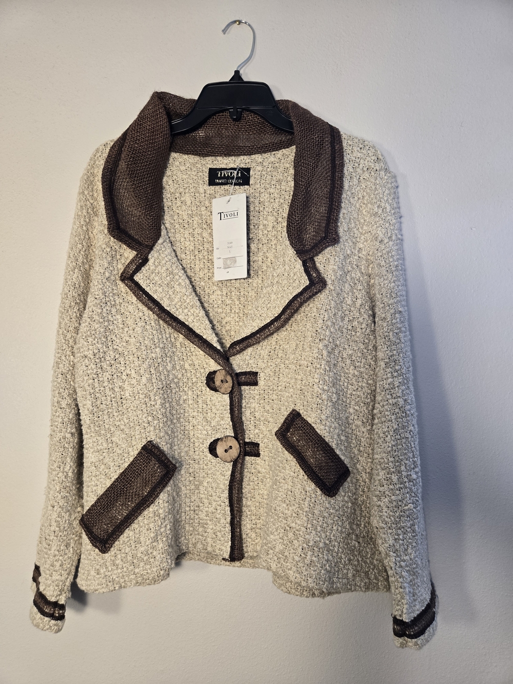 Tivoli Cream Bouclé Jacket with Brown Trim